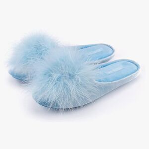 BCTEX COLL Women's Blue Fuzzy Slippers Size 7-8